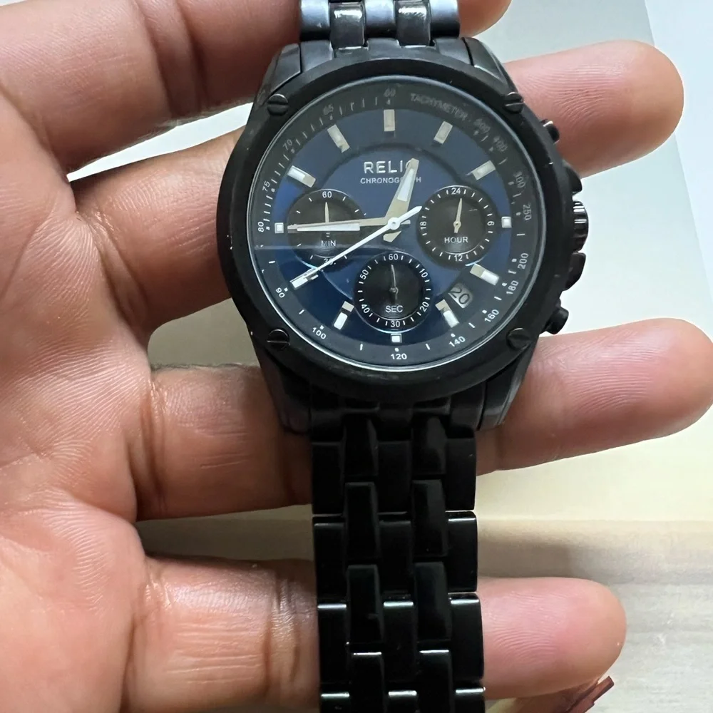 Relic Black and Blue Chronograph Timepiece